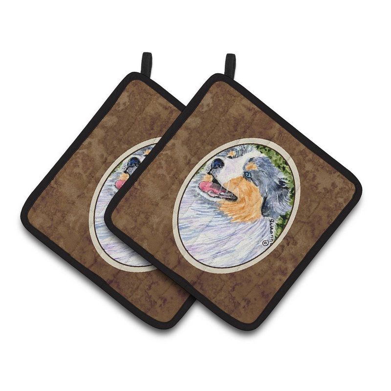 Australian Shepherd Pot Holders - Set of 2 Decorative Kitchen Helpers | Made in the USA SS8736PTHD