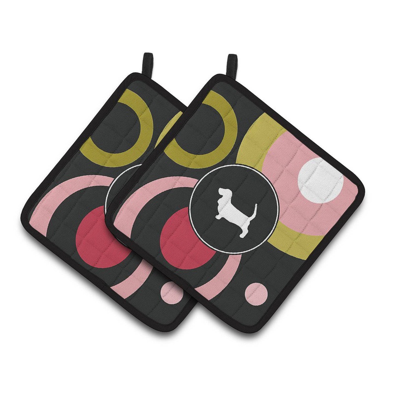 Basset Hound Pot Holders - Set of 2 Decorative Kitchen Helpers | Made in the USA KJ1012PTHD