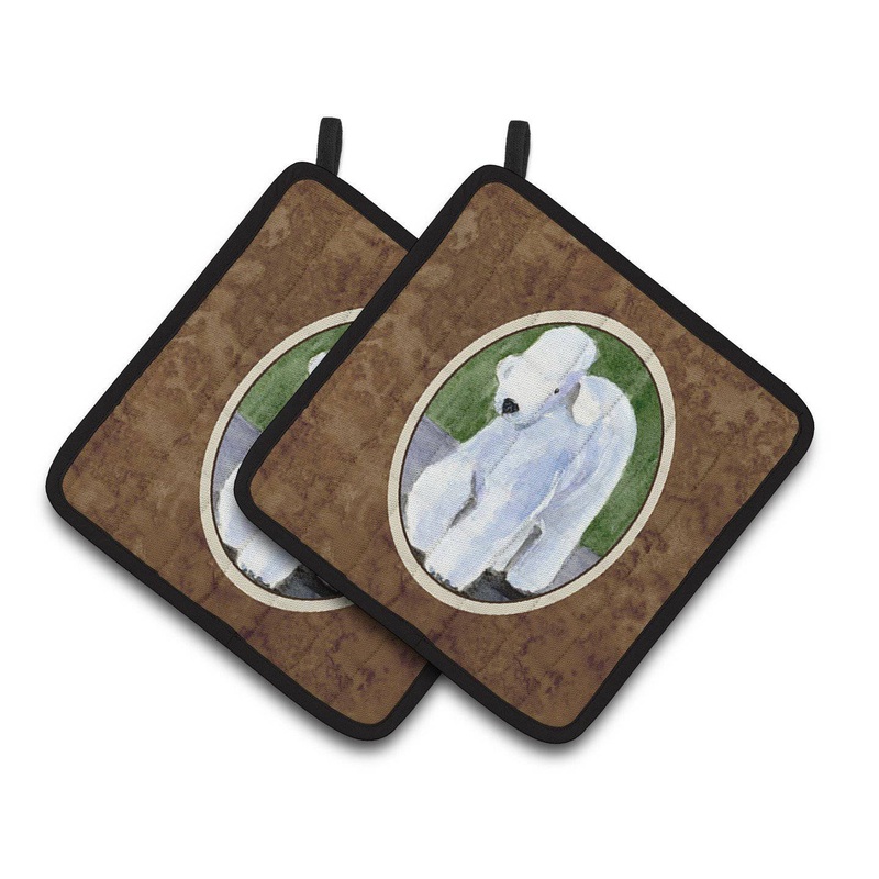 Bedlington Terrier Pot Holders - Set of 2 Decorative Kitchen Helpers | Made in the USA SS8683PTHD