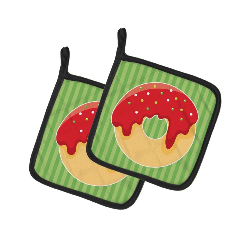 Christmas Donut Pot Holders - Set of 2 - Heat-Resistant Kitchen Essentials BB6818PTHD