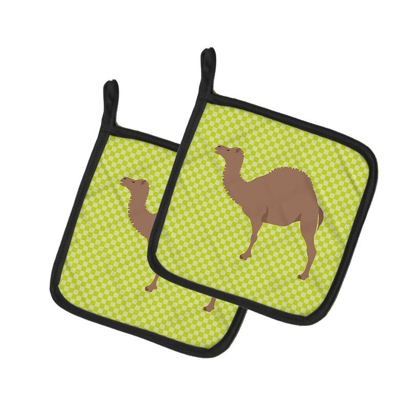 F1 Hybrid Camel Green Pot Holders - Set of 2 - Heat-Resistant Kitchen Essentials BB7645PTHD