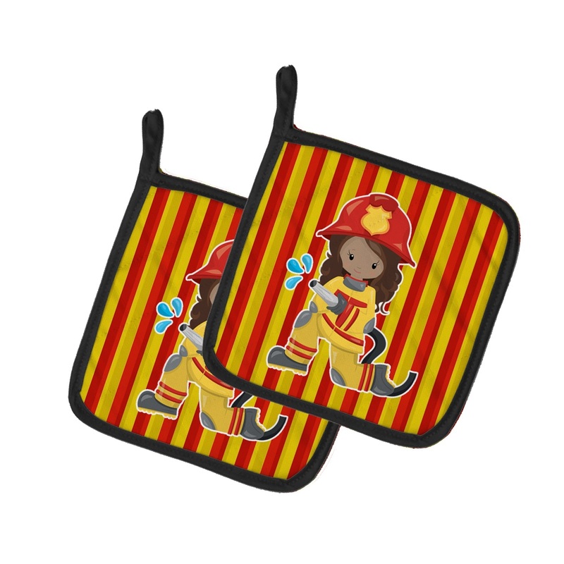 Fireman Girl Pot Holders - Set of 2 - Heat-Resistant Kitchen Essentials BB7000PTHD