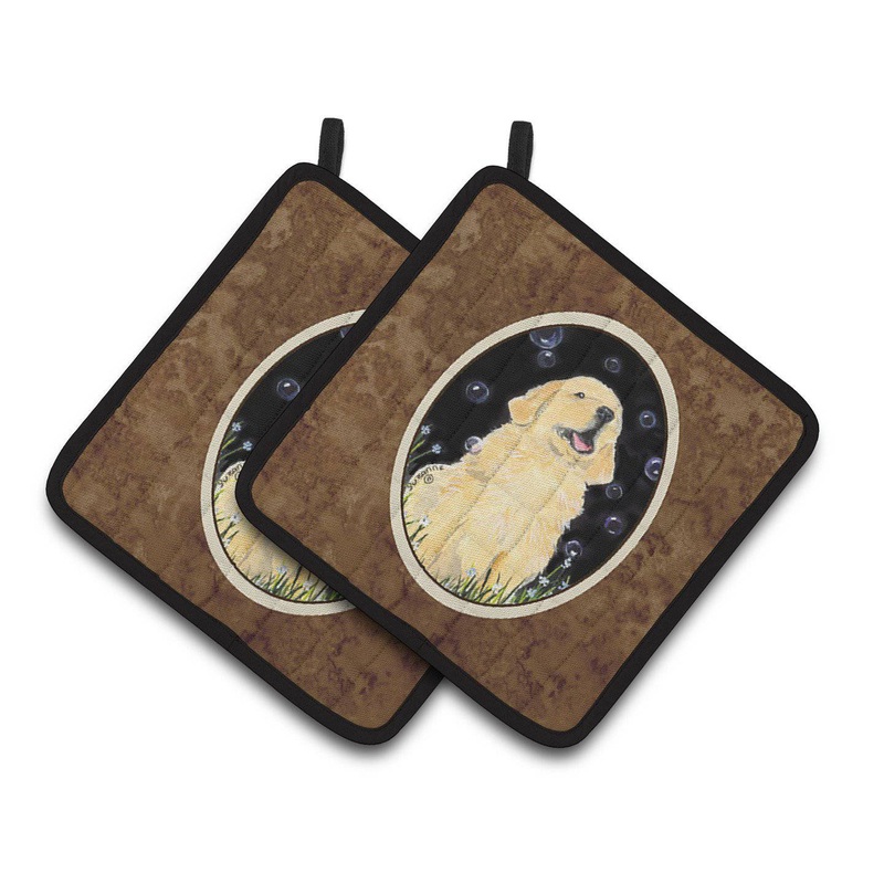Golden Retriever Pot Holders - Set of 2 Decorative Kitchen Helpers | Made in the USA SS8939PTHD
