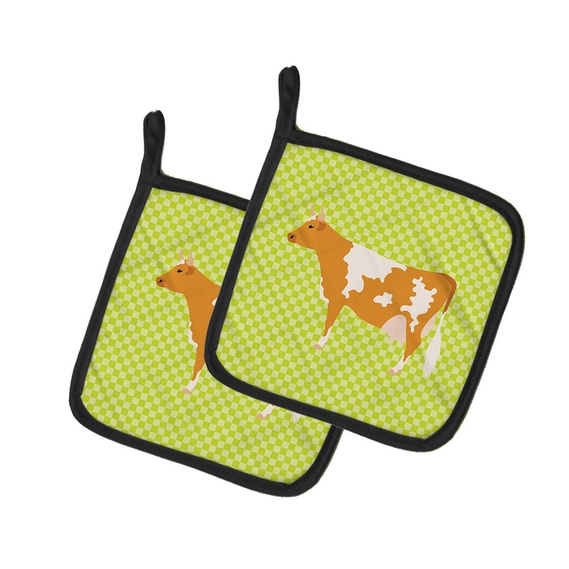 Guernsey Cow  Green Pot Holders - Set of 2 - Heat-Resistant Kitchen Essentials BB7647PTHD