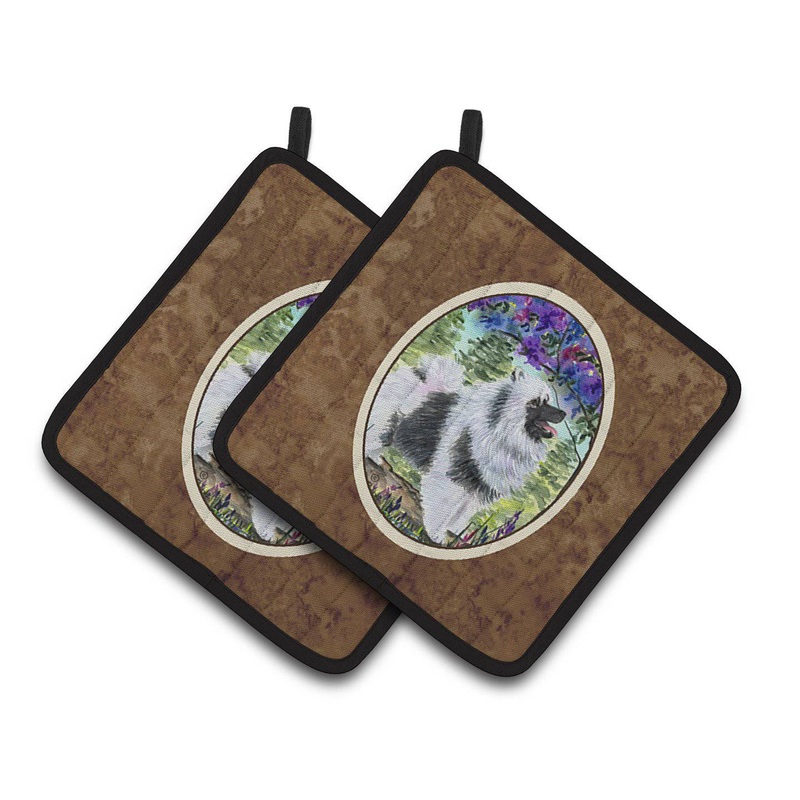 Keeshond Pot Holders - Set of 2 Decorative Kitchen Helpers | Made in the USA SS8063PTHD