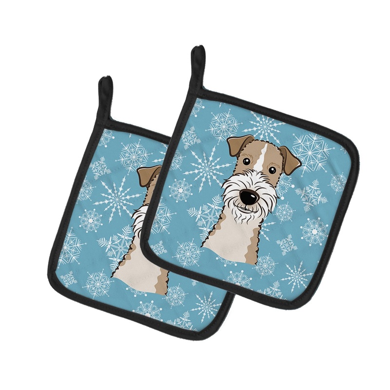 Snowflake Wire Haired Fox Terrier Pot Holders - Set of 2 - Heat-Resistant Kitchen Essentials BB1681PTHD