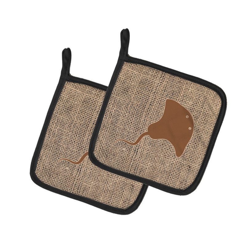 Stingray Faux Burlap and Brown - Set of 2 - Heat-Resistant Kitchen Essentials BB1095-BL-BN-PTHD