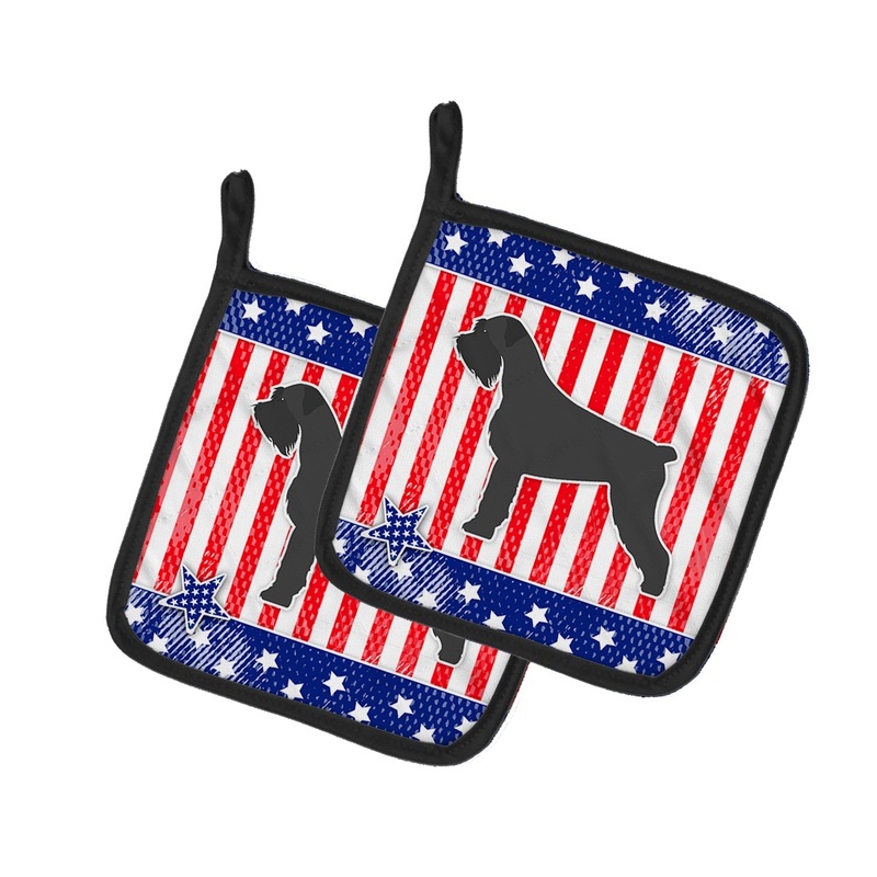 USA Patriotic Giant Schnauzer Pot Holders - Set of 2 - Heat-Resistant Kitchen Essentials BB3373PTHD