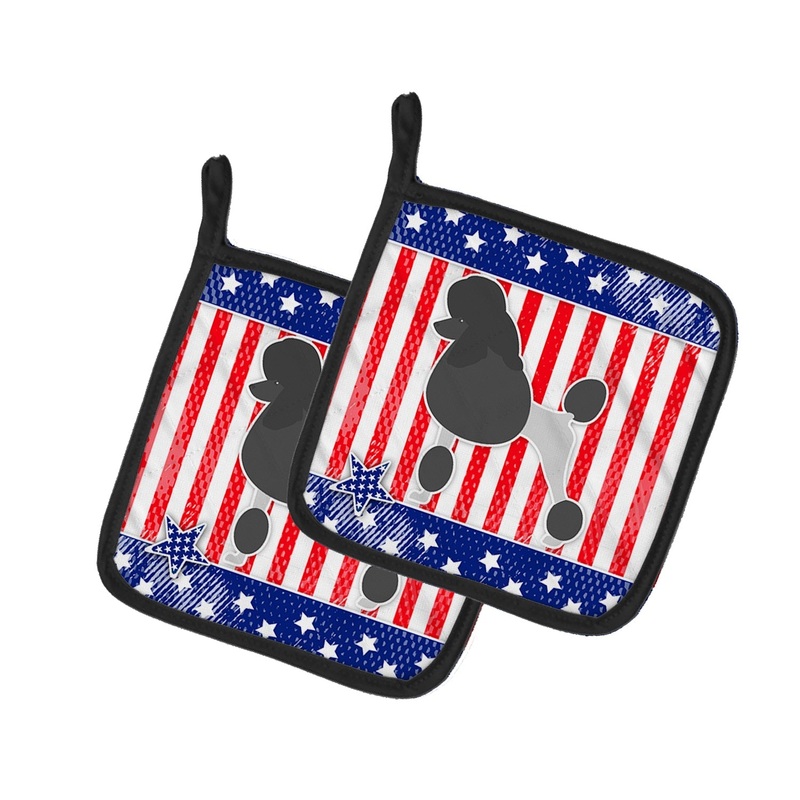 USA Patriotic Poodle Pot Holders - Set of 2 - Heat-Resistant Kitchen Essentials BB3339PTHD