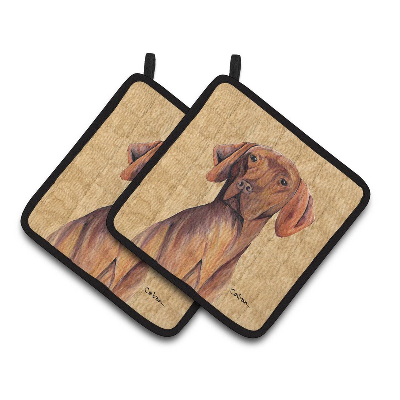 Vizsla Wipe your Paws Pot Holders - Set of 2 Decorative Kitchen Helpers | Made in the USA SC9132PTHD