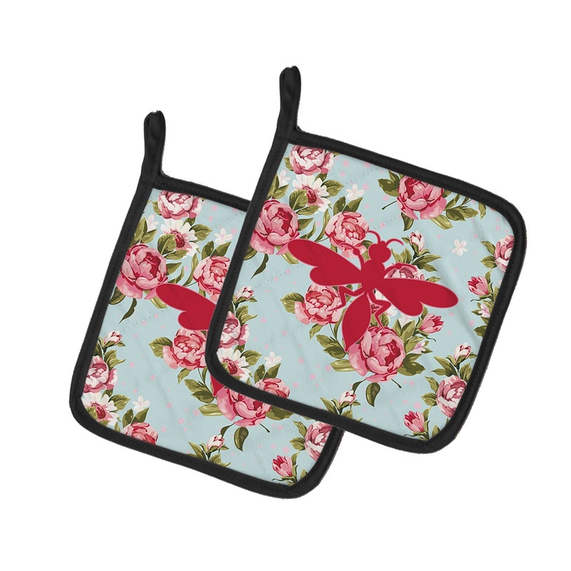 Wasp Shabby Chic Blue Roses - Set of 2 - Heat-Resistant Kitchen Essentials BB1054-RS-BU-PTHD