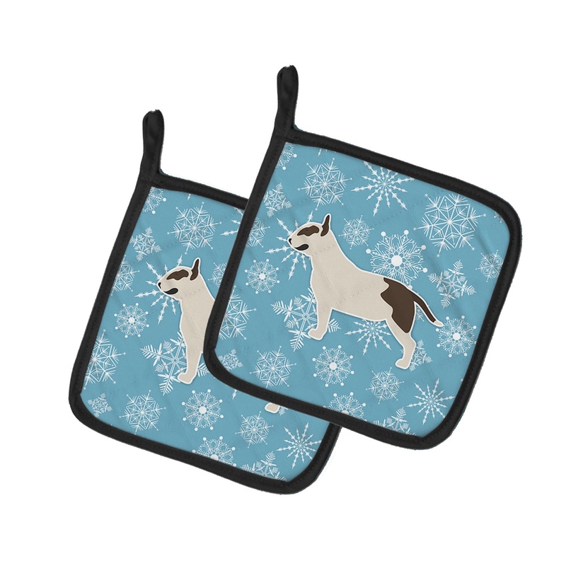 Winter Snowflake Bull Terrier Pot Holders - Set of 2 - Heat-Resistant Kitchen Essentials BB3578PTHD
