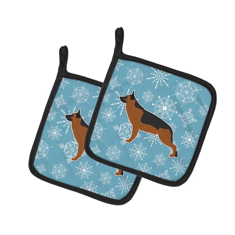 Winter Snowflake German Shepherd Pot Holders - Set of 2 - Heat-Resistant Kitchen Essentials BB3524PTHD