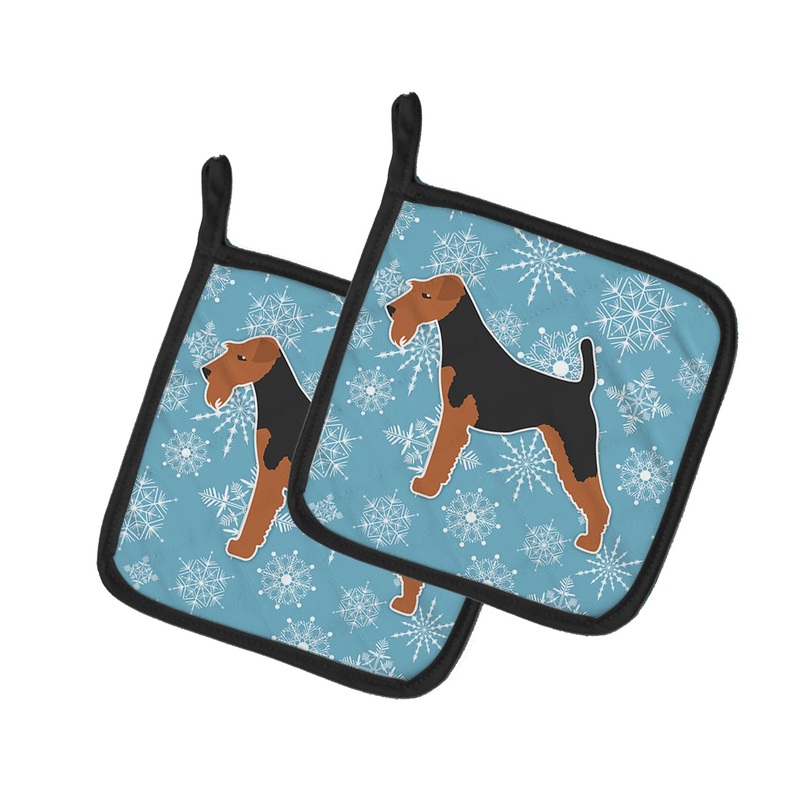 Winter Snowflake Welsh Terrier Pot Holders - Set of 2 - Heat-Resistant Kitchen Essentials BB3485PTHD
