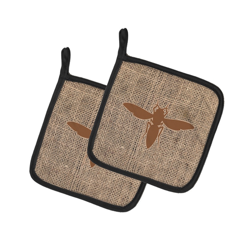 Yellow Jacket Faux Burlap and Brown - Set of 2 - Heat-Resistant Kitchen Essentials BB1053-BL-BN-PTHD