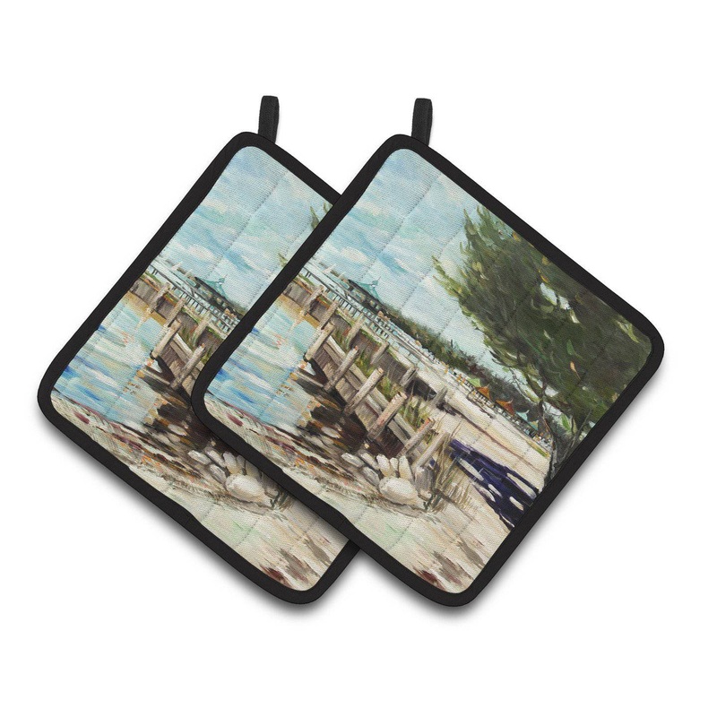 At the Pier Sailboats Pot Holders - Set of 2 Decorative Kitchen Helpers | Made in the USA JMK1273PTHD