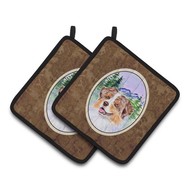 Australian Shepherd Pot Holders - Set of 2 Decorative Kitchen Helpers | Made in the USA SS8001PTHD