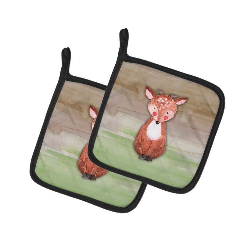 Baby Deer Watercolor Pot Holders - Set of 2 - Heat-Resistant Kitchen Essentials BB7442PTHD