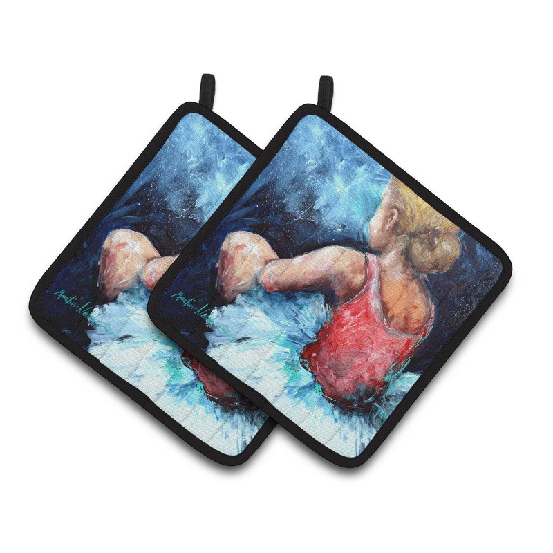 Ballet Star Struck Pot Holders - Set of 2 Decorative Kitchen Helpers | Made in the USA MW1129PTHD