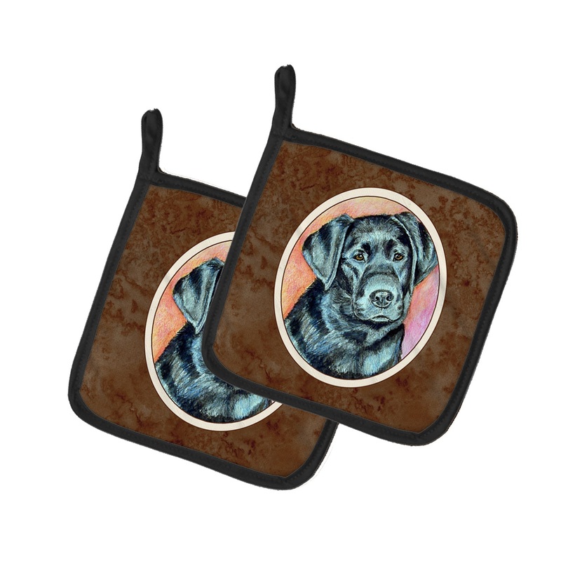 Black Labrador Pot Holders - Set of 2 Decorative Kitchen Helpers | Made in the USA 7177PTHD