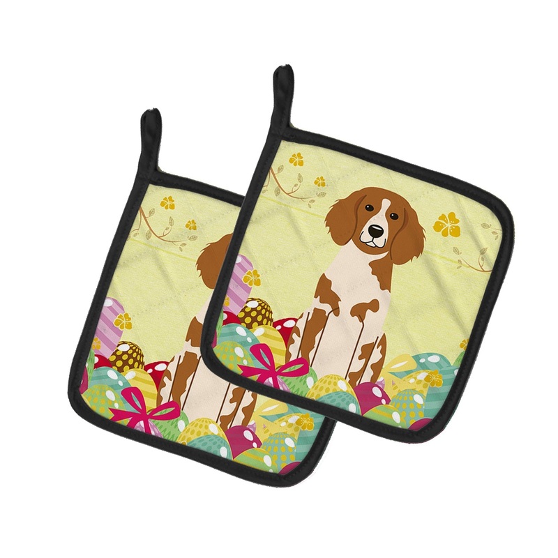 Easter Eggs Brittany Spaniel Pot Holders - Set of 2 - Heat-Resistant Kitchen Essentials BB6072PTHD