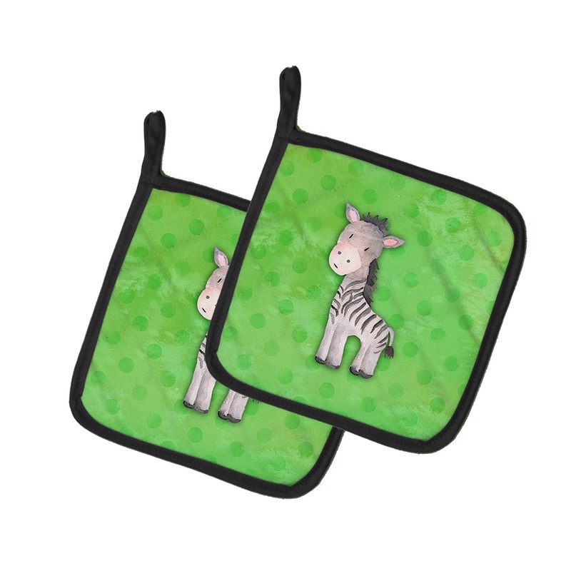 Polkadot Zebra Watercolor Pot Holders - Set of 2 - Heat-Resistant Kitchen Essentials BB7377PTHD