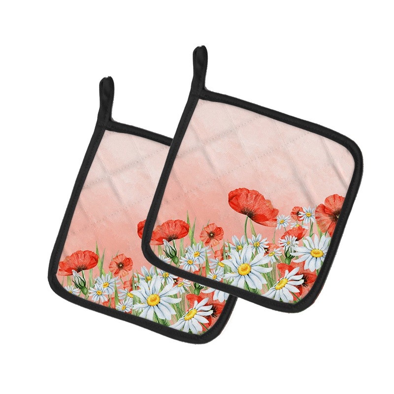 Poppies and Chamomiles Pot Holders - Set of 2 - Heat-Resistant Kitchen Essentials BB7448PTHD