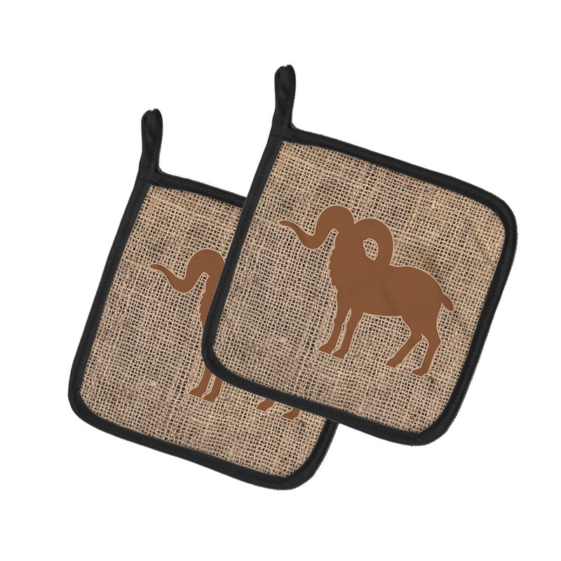 Sheep Faux Burlap and Brown - Set of 2 - Heat-Resistant Kitchen Essentials BB1007-BL-BN-PTHD