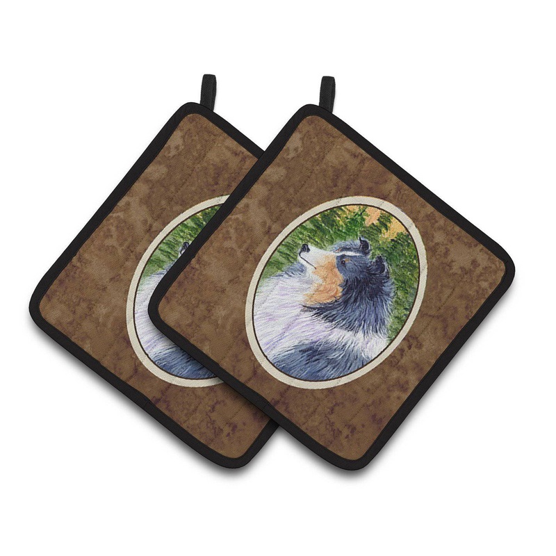 Sheltie Pot Holders - Set of 2 Decorative Kitchen Helpers | Made in the USA SS8142PTHD