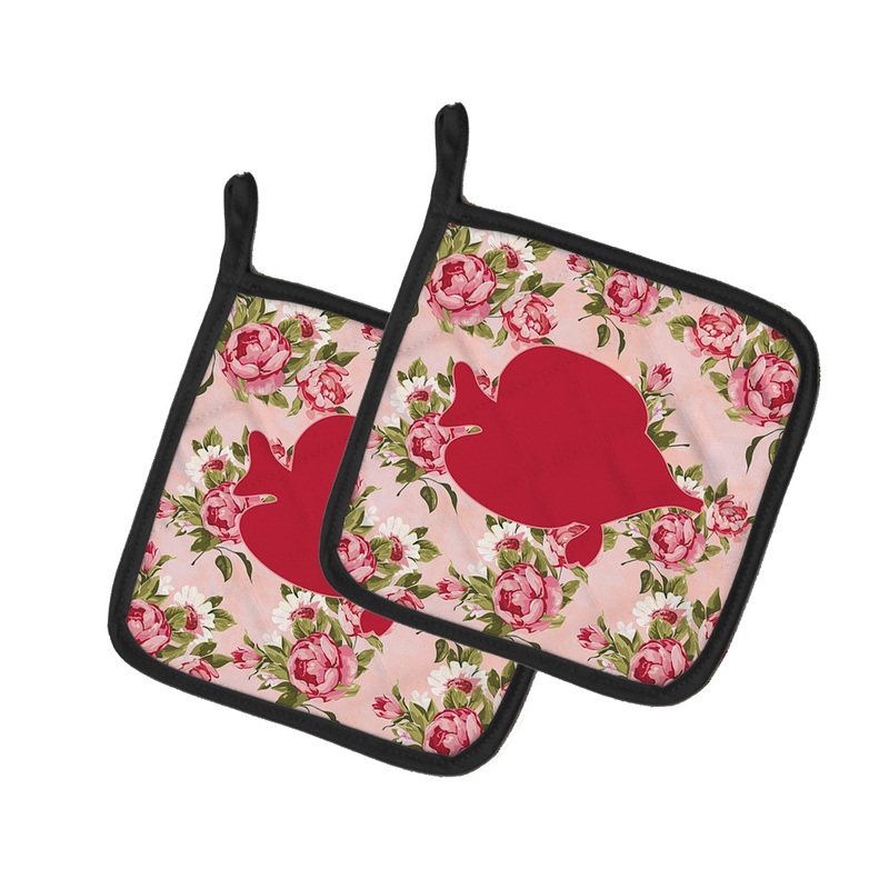 Tang Fish Shabby Chic Pink Roses Pot Holders - Set of 2 - Heat-Resistant Kitchen Essentials BB1023-RS-PK-PTHD