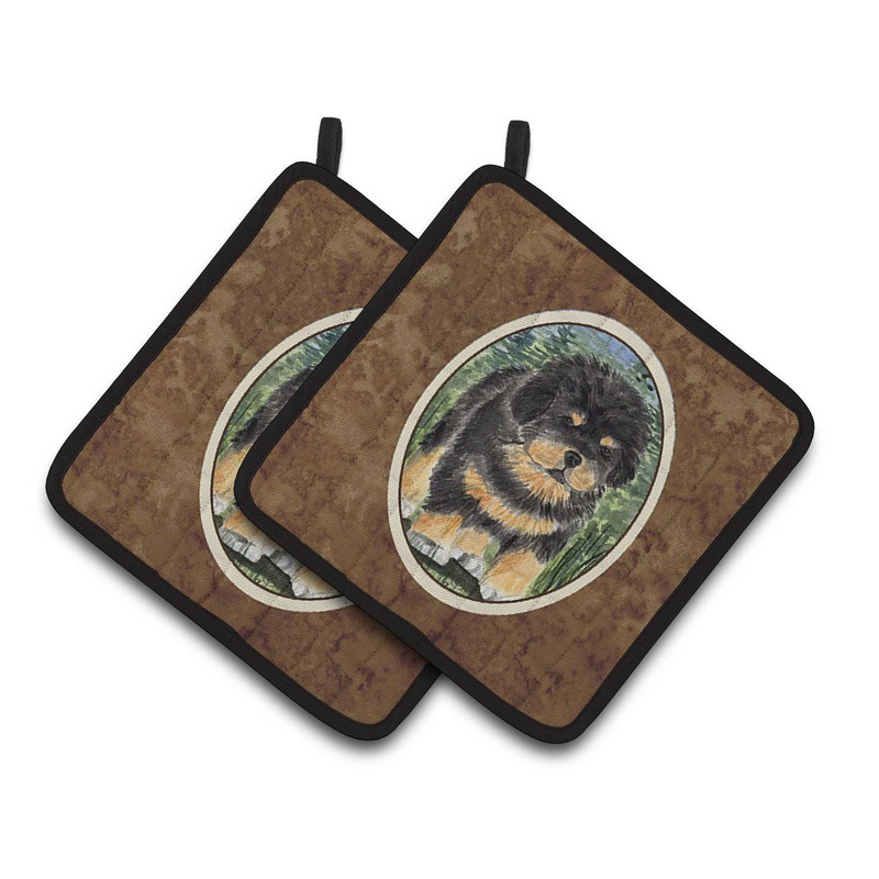 Tibetan Mastiff Pot Holders - Set of 2 Decorative Kitchen Helpers | Made in the USA SS8031PTHD