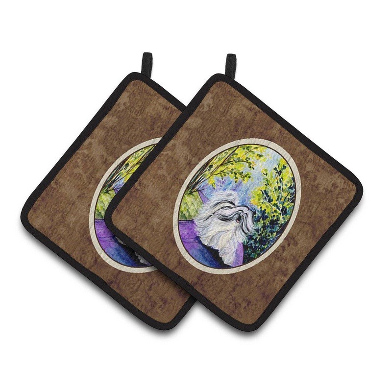 Tibetan Terrier Pot Holders - Set of 2 Decorative Kitchen Helpers | Made in the USA SS8643PTHD