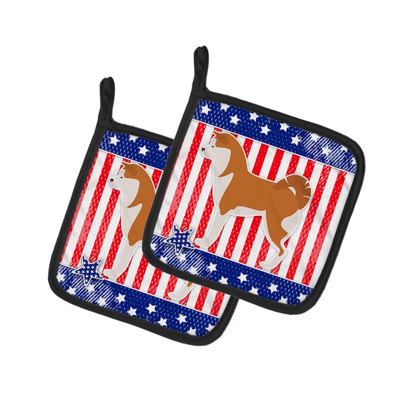 USA Patriotic Akita Pot Holders - Set of 2 - Heat-Resistant Kitchen Essentials BB3372PTHD