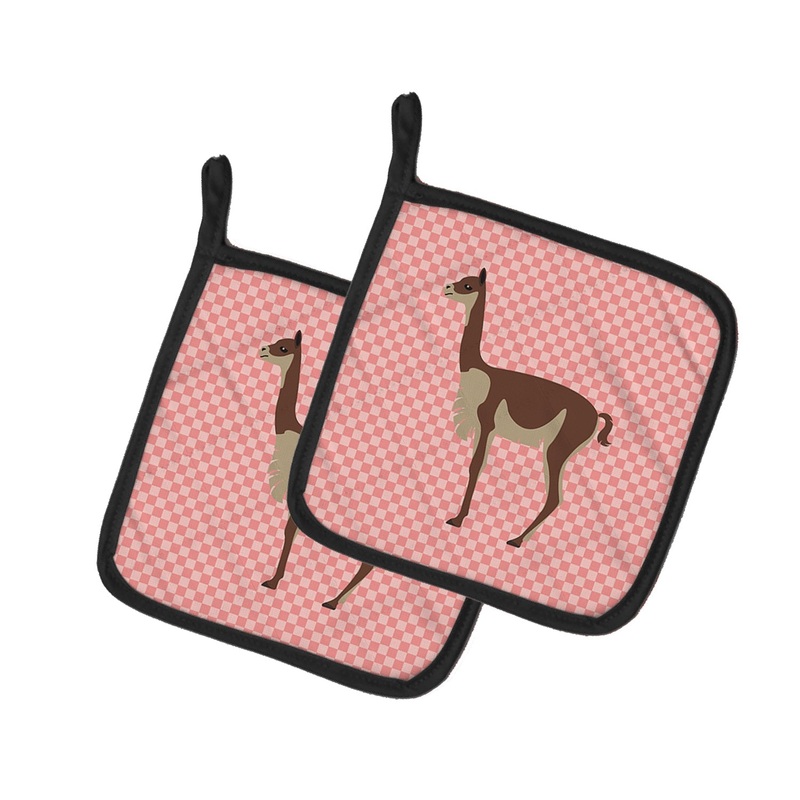 Vicugna or Vicuna Pink Check Pot Holders - Set of 2 - Heat-Resistant Kitchen Essentials BB7917PTHD