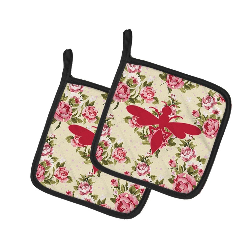 Wasp Shabby Chic Yellow Roses Pot Holders - Set of 2 - Heat-Resistant Kitchen Essentials BB1054-RS-YW-PTHD