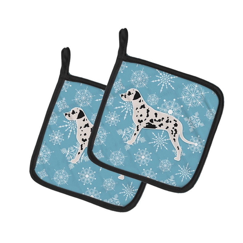 Winter Snowflake Dalmatian Pot Holders - Set of 2 - Heat-Resistant Kitchen Essentials BB3483PTHD