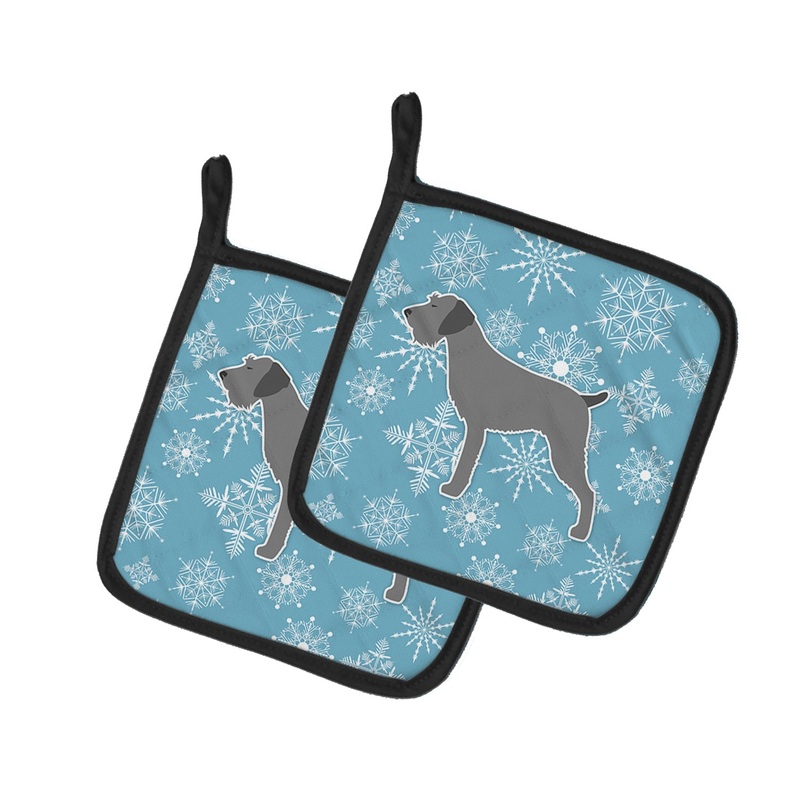 Winter Snowflake German Wirehaired Pointer Pot Holders - Set of 2 - Heat-Resistant Kitchen Essentials BB3511PTHD