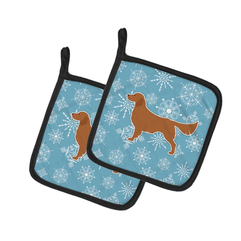 Winter Snowflake Golden Retriever Pot Holders - Set of 2 - Heat-Resistant Kitchen Essentials BB3504PTHD