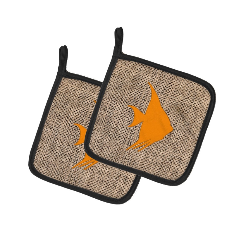 Angel Fish Faux Burlap and Orange - Set of 2 - Heat-Resistant Kitchen Essentials BB1022-BL-OR-PTHD