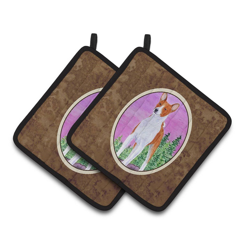Basenji Pot Holders - Set of 2 Decorative Kitchen Helpers | Made in the USA SS8611PTHD