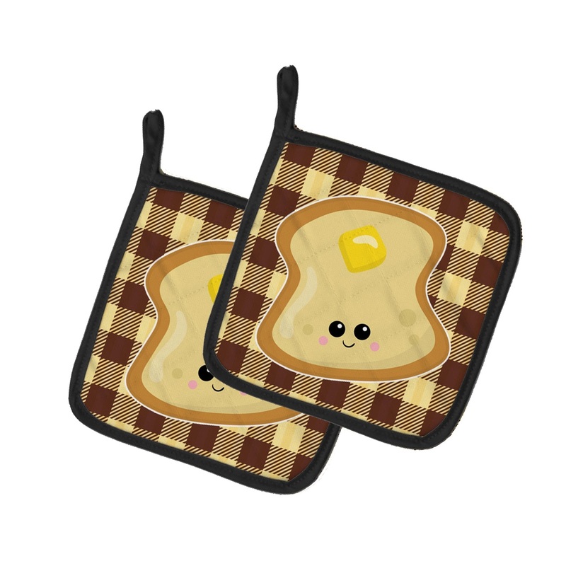Buttered Toast Face Pot Holders - Set of 2 - Heat-Resistant Kitchen Essentials BB7041PTHD