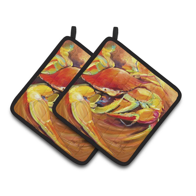 Crab Spice Pot Holders - Set of 2 Decorative Kitchen Helpers | Made in the USA JMK1250PTHD