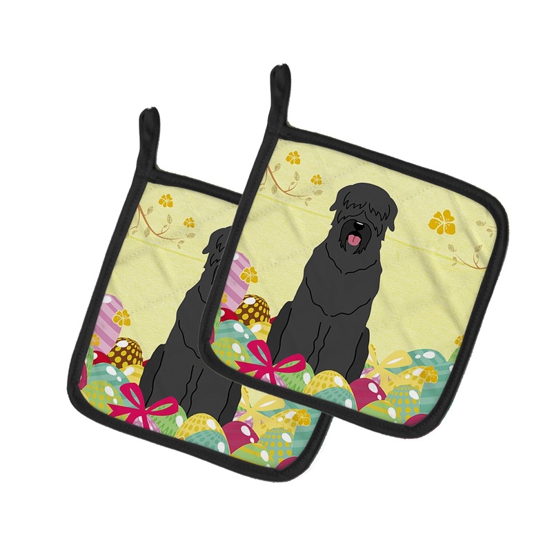 Easter Eggs Black Russian Terrier Pot Holders - Set of 2 - Heat-Resistant Kitchen Essentials BB6026PTHD