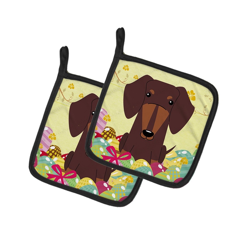 Easter Eggs Dachshund Chocolate Pot Holders - Set of 2 - Heat-Resistant Kitchen Essentials BB6131PTHD