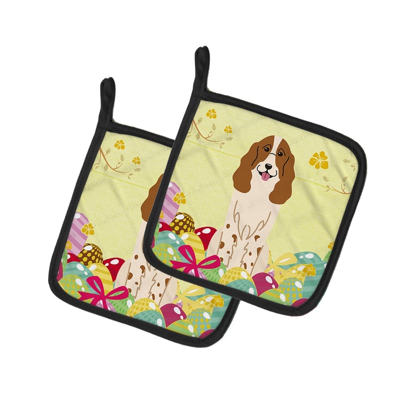 Easter Eggs Russian Spaniel Pot Holders - Set of 2 - Heat-Resistant Kitchen Essentials BB6031PTHD