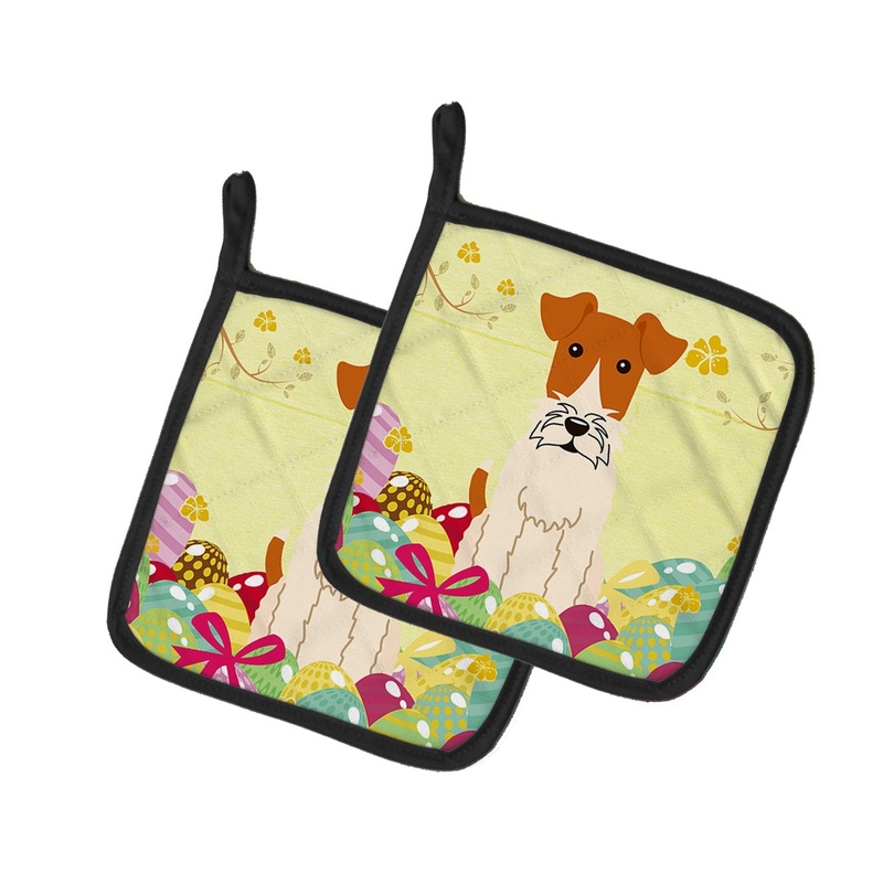 Easter Eggs Wire Fox Terrier Pot Holders - Set of 2 - Heat-Resistant Kitchen Essentials BB6101PTHD