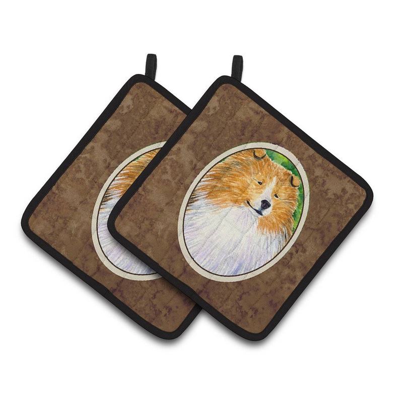 Sheltie Pot Holders - Set of 2 Decorative Kitchen Helpers | Made in the USA SS1003PTHD