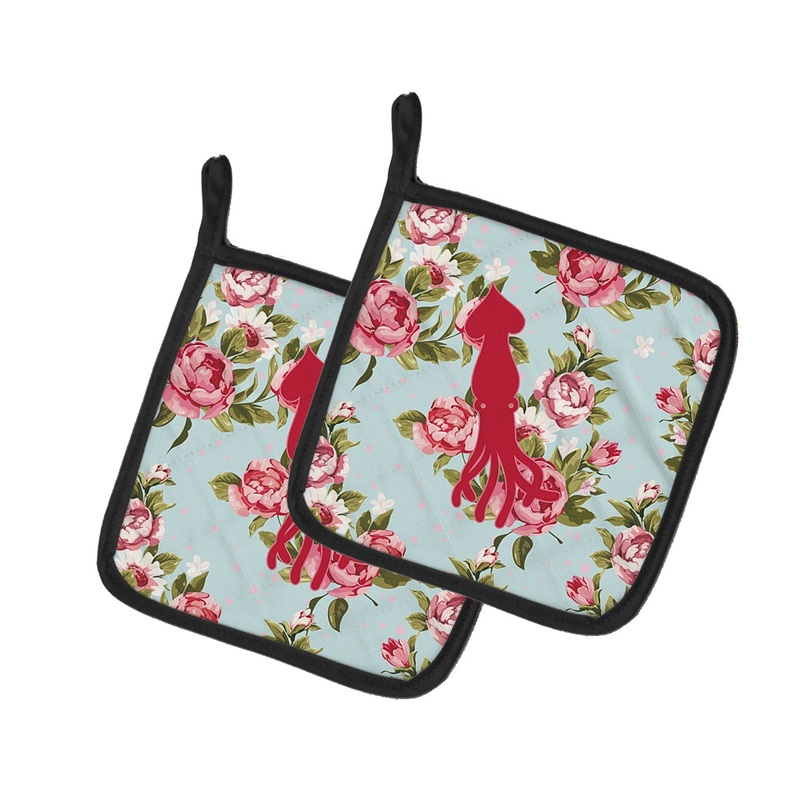 Squid Shabby Chic Blue Roses - Set of 2 - Heat-Resistant Kitchen Essentials BB1096-RS-BU-PTHD