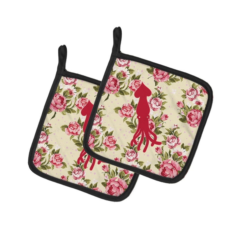 Squid Shabby Chic Yellow Roses Pot Holders - Set of 2 - Heat-Resistant Kitchen Essentials BB1096-RS-YW-PTHD