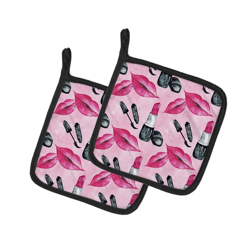 Watercolor Diva Lipstick Pot Holders - Set of 2 - Heat-Resistant Kitchen Essentials BB7501PTHD